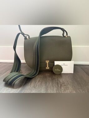 Delvaux Le Mutin MM Crispy Calf Leather Khaki Shoulder or Crossbody Bag